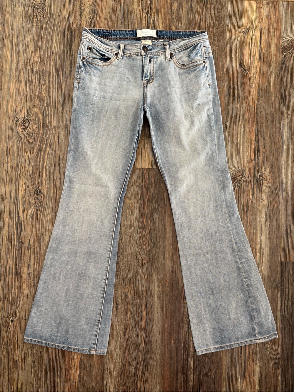 Y2K Maurices Addie Flare Distressed Light Blue Denim Jeans 9/10 Mid-Rise 2000s
